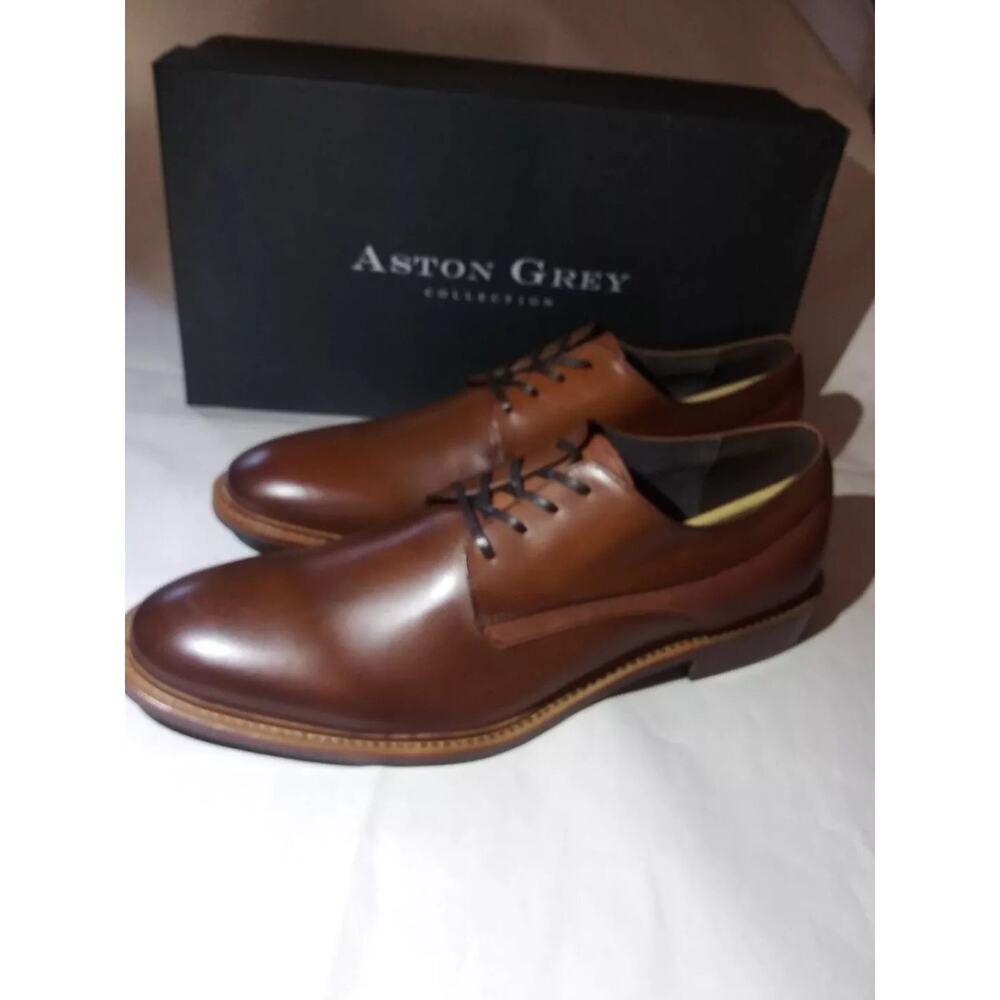 Aston Grey Size 10.5 M Lace Up Cognac Brown Adayde Leather Shoes MEN'S